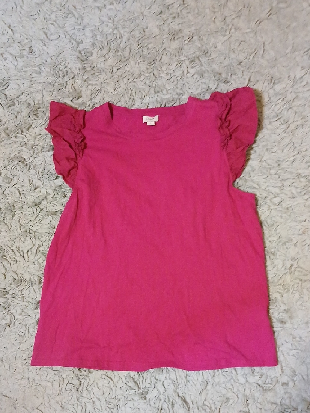 J. Crew Hot Pink Ruffle Sleeve Top